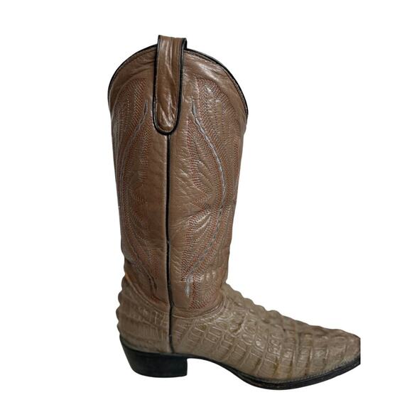 Reyme Men's Genuine Caiman / Alligator Exotic Leather Tail Cowboy Boots Sz~7